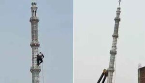 संभल में बुलडोजर एक्शन: 35 फीट ऊंची मस्जिद मीनार गिरी, भारी पुलिस बल के बीच पूरे इलाके में हड़कंप