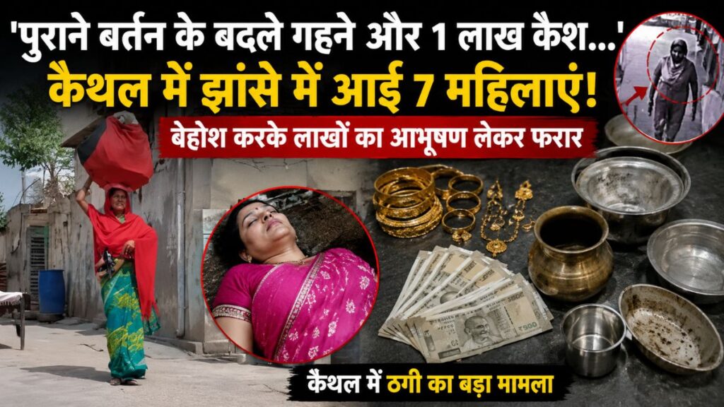 ‘पुराने बर्तनों के बदले नए गहनों’ का लालच पड़ा भारी! कैथल में 7 महिलाओं को बेहोश कर लाखों के गहने लेकर फरार हुई ठग महिला