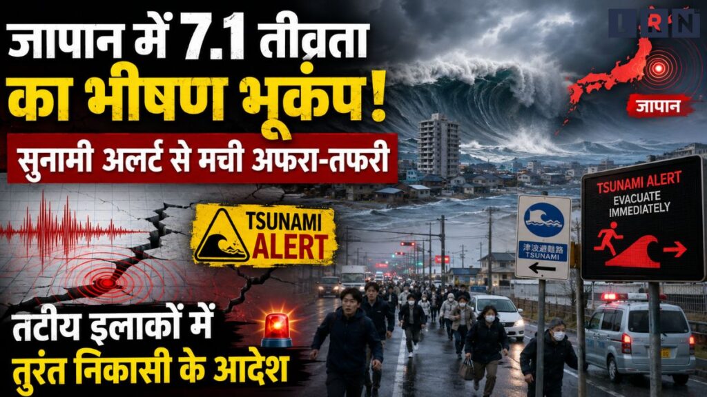 जापान में 7.1 तीव्रता का भीषण भूकंप! सुनामी अलर्ट से मची अफरा-तफरी, तटीय इलाकों में तुरंत निकासी के आदेश
