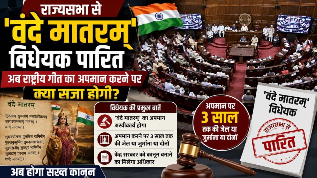 अब ‘वंदे मातरम्’ का अपमान पड़ेगा भारी! राज्यसभा से पास हुआ नया बिल, जानिए कितनी होगी जेल और जुर्माना
